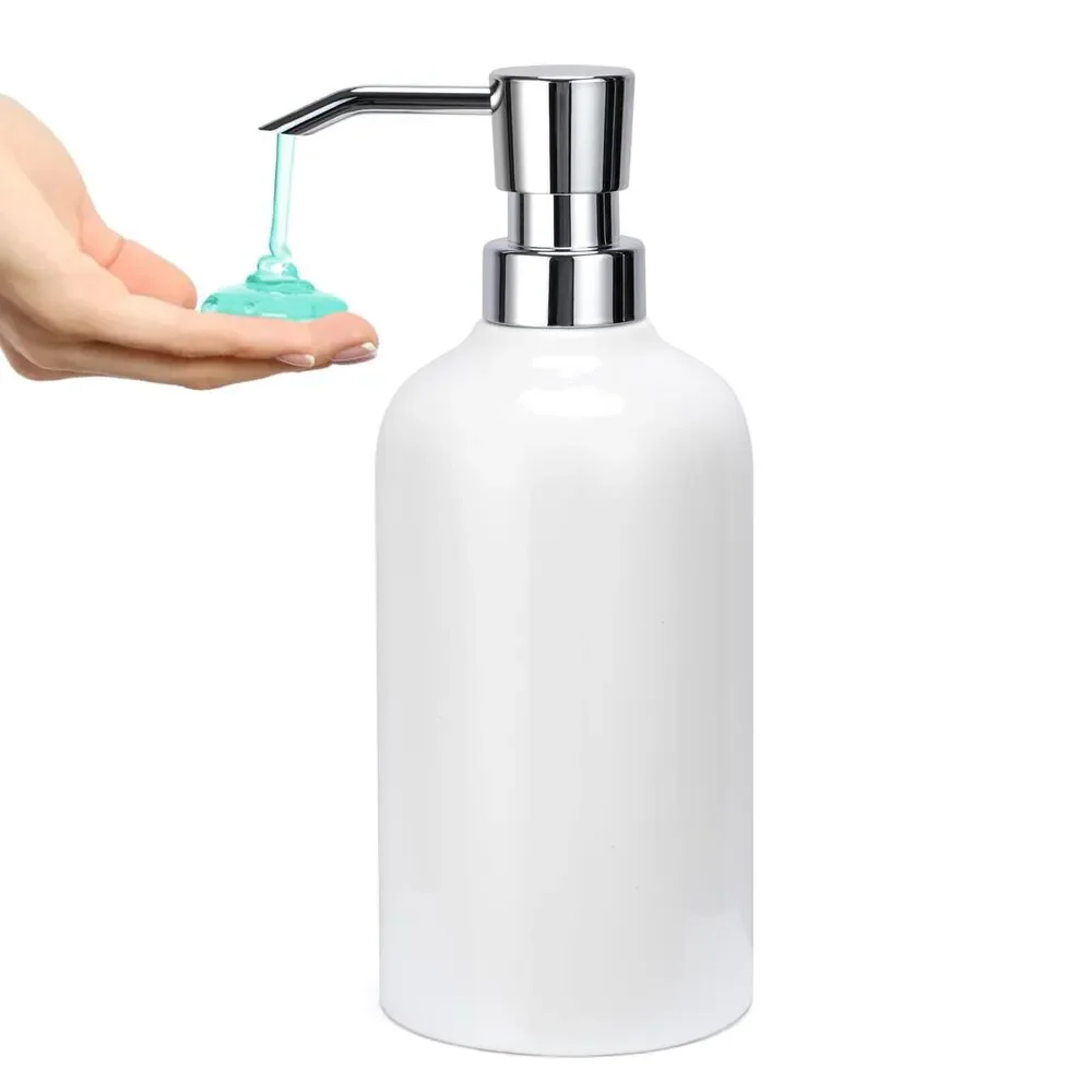 Ceramic Soap Dispenser, 16.9oz Hand Soap for Kitchen, Bathroom (White)